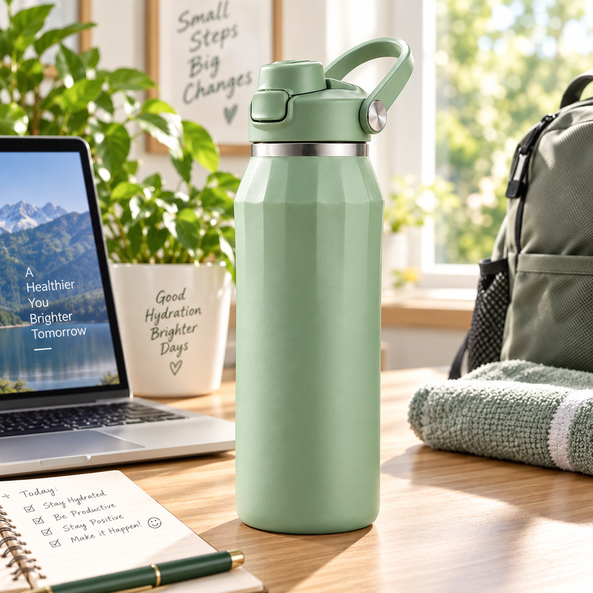 Seltkhiie™ RidgeLock 24 oz Stainless Steel Water Bottle – Chug Lid Sports Bottle