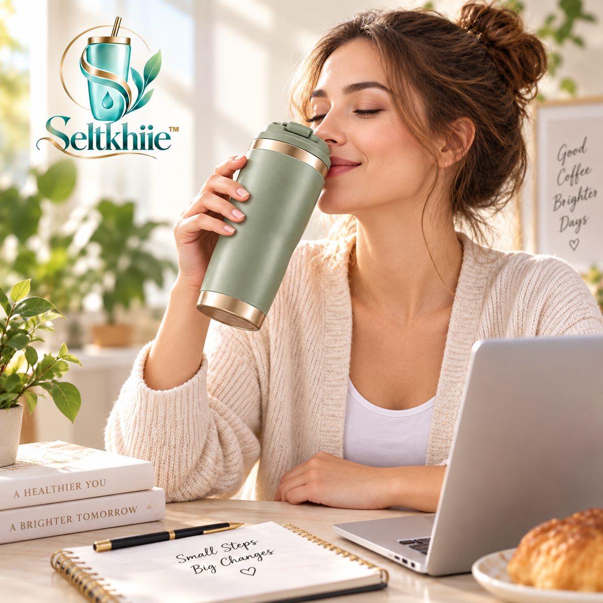 Seltkhiie™ MetroSip 20 oz Travel Coffee Mug – Insulated Stainless Steel Commuter Cup