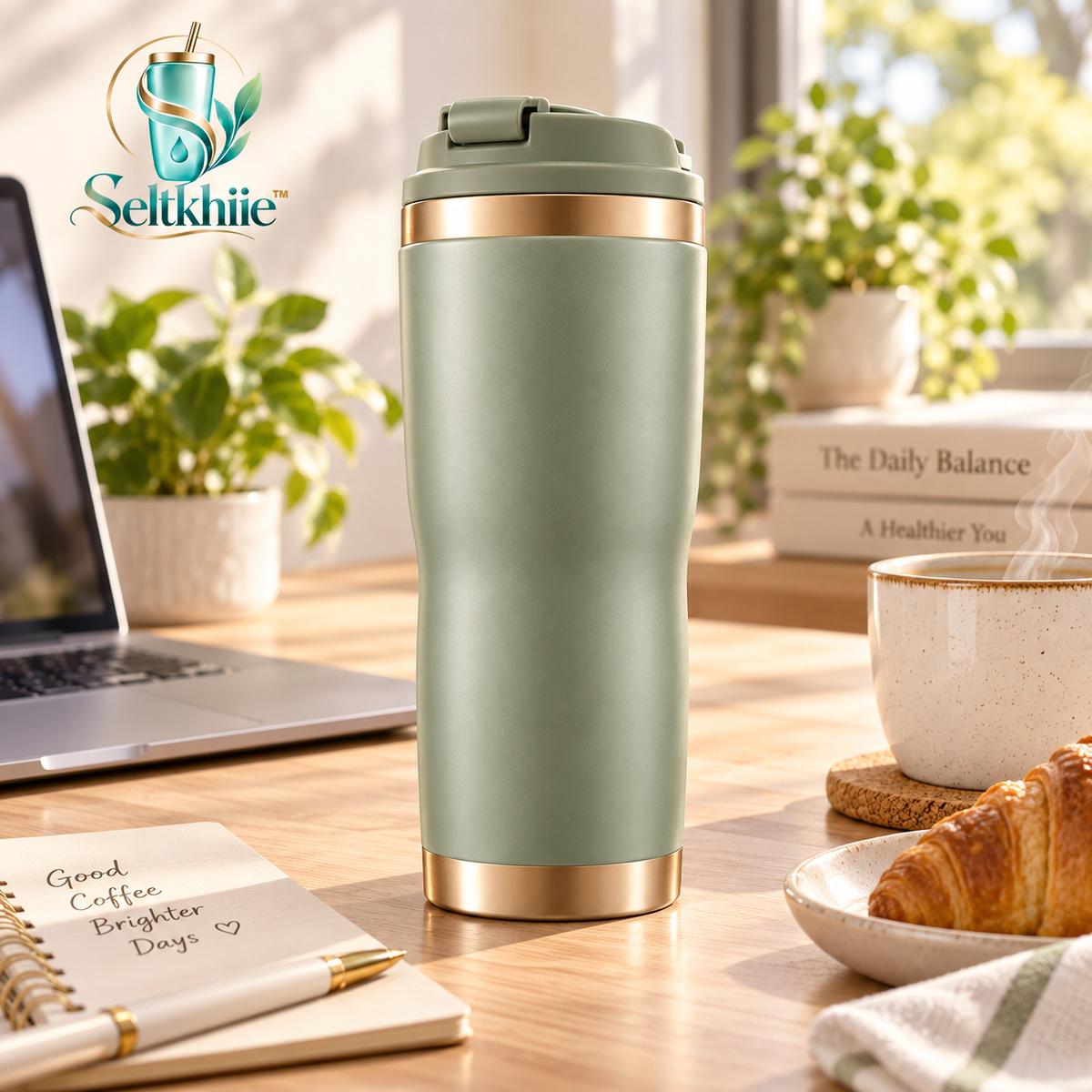 Seltkhiie™ MetroSip 20 oz Travel Coffee Mug – Insulated Stainless Steel Commuter Cup